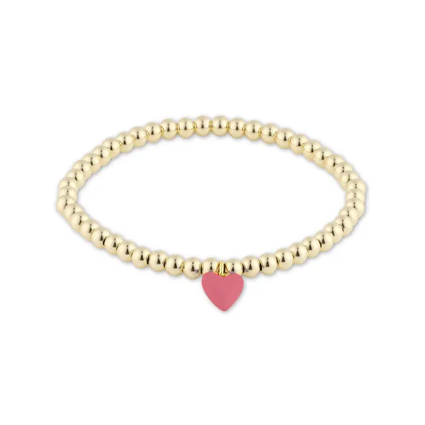 Bead Bracelet with Mini Pink Enamel Heart Charm sold by HART