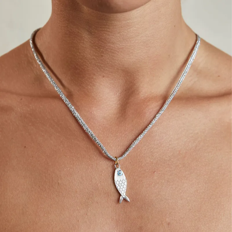 Silver Lurex Necklace Cord with Silver Fish Charm sold by HART product image thumbnail 2