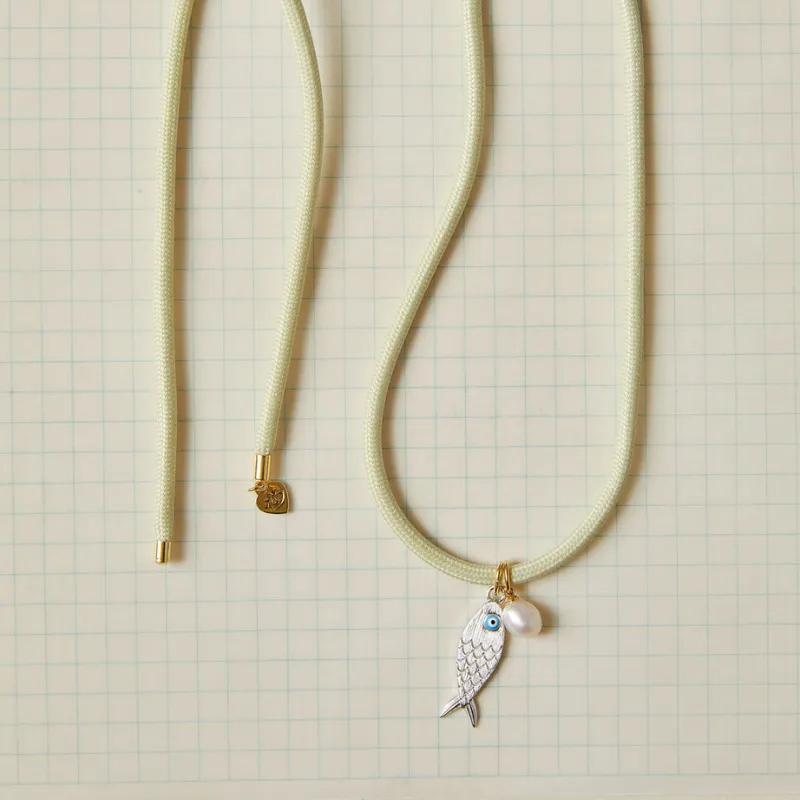 Vineyard Green Necklace Cord with Silver Fish and Cloud Pearl sold by HART product image thumbnail 3