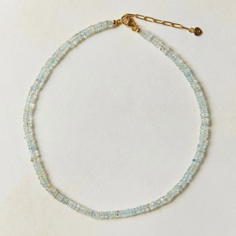 Small Heishi Light Aquamarine Gemstone Necklace sold by HART