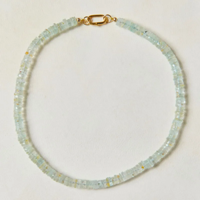 Heishi Light Aquamarine Gemstone Necklace sold by HART