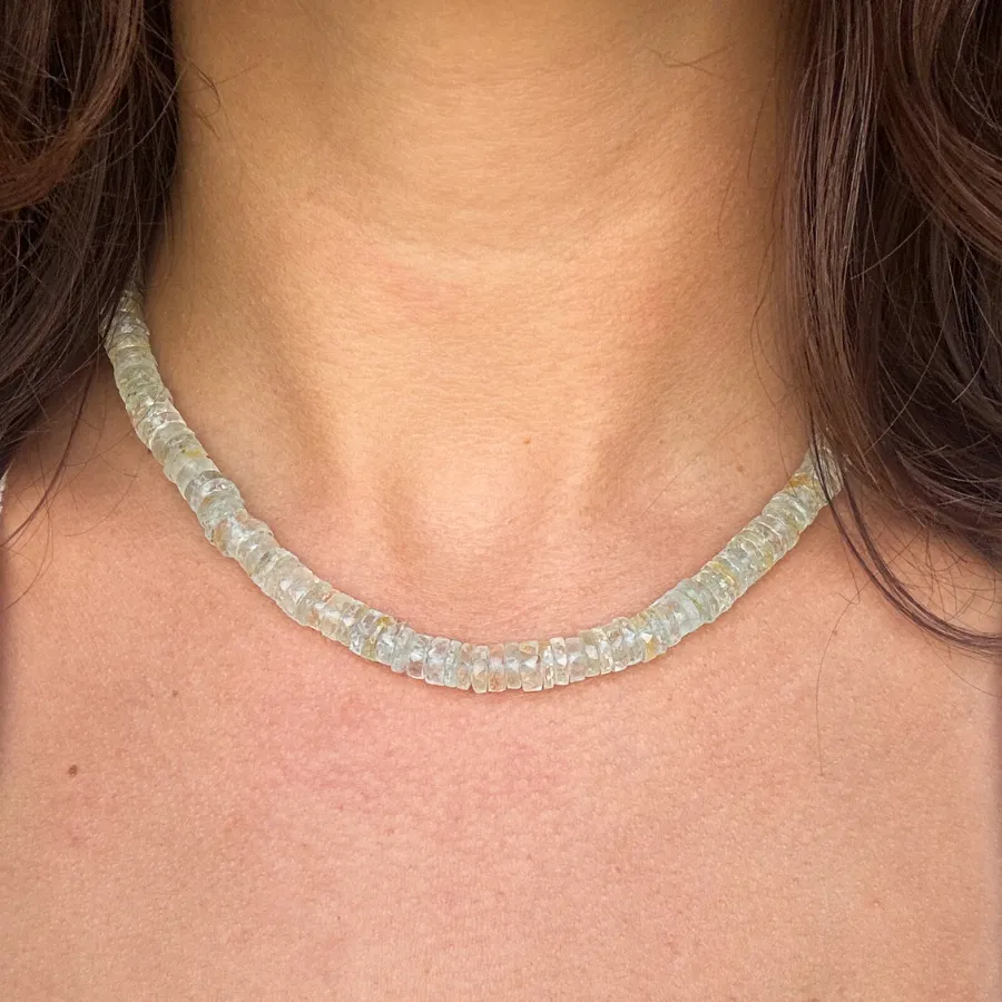 Heishi Light Aquamarine Gemstone Necklace sold by HART product image thumbnail 2