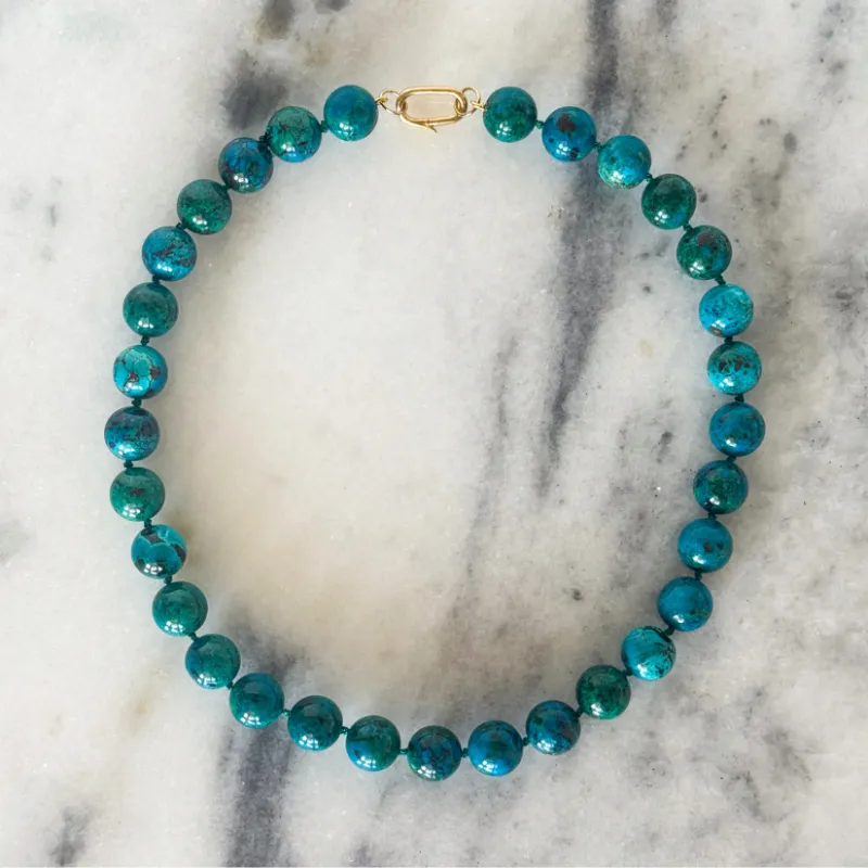 Jumbo Chrysocolla Knotted Gemstone Necklace sold by HART