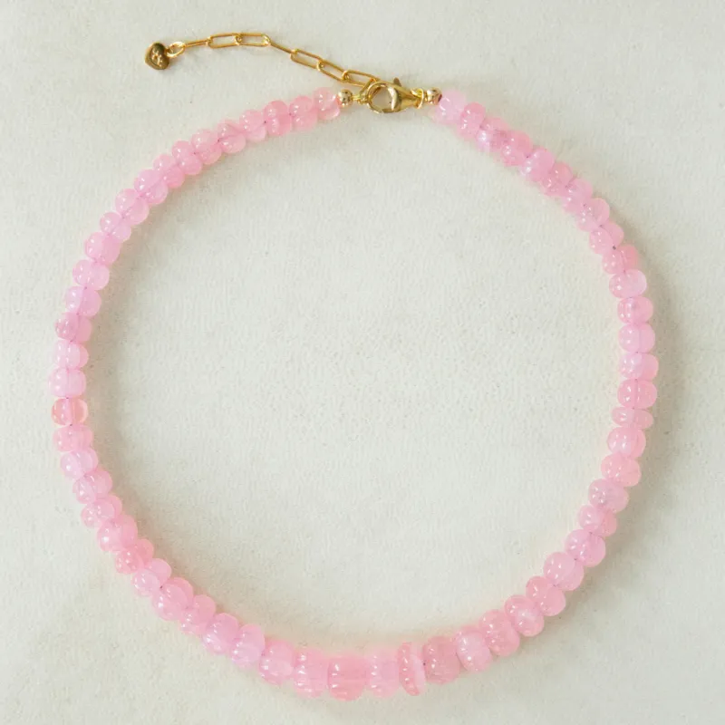 Pumpkin Cut Rose Quartz Gemstone Necklace sold by HART