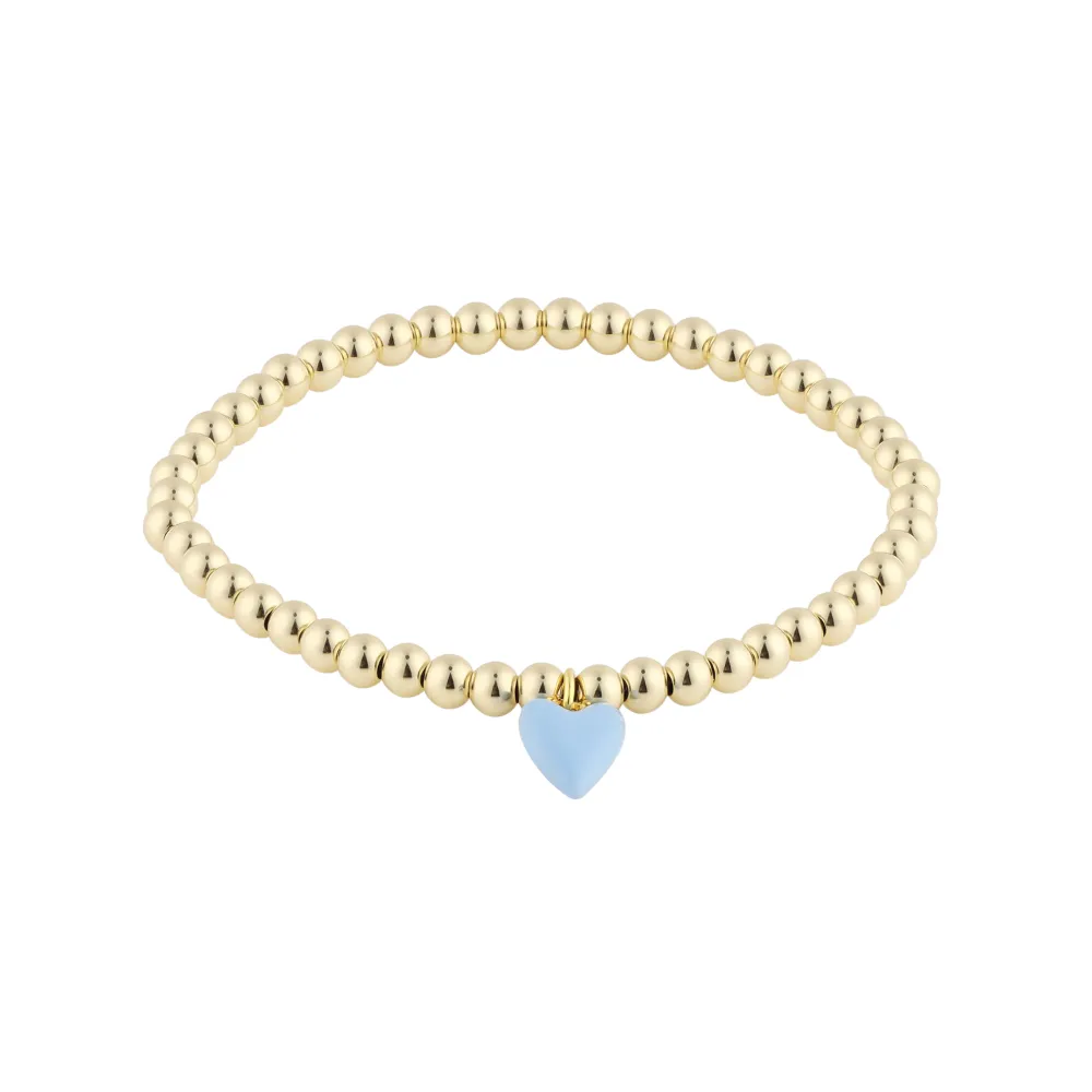 Bead Bracelet with Mini Blue Enamel Heart Charm sold by HART