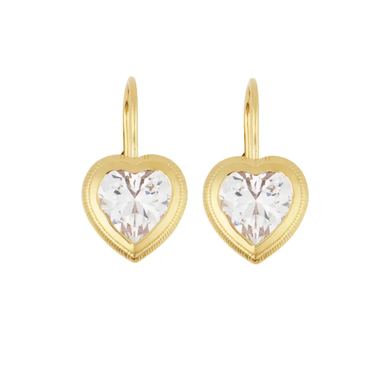 Bezel Heart Drop Earrings sold by HART