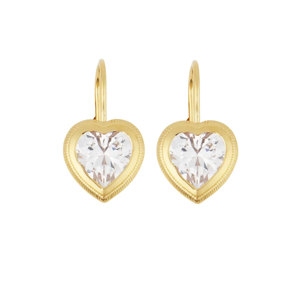 Bezel Heart Drop Earrings sold by HART
