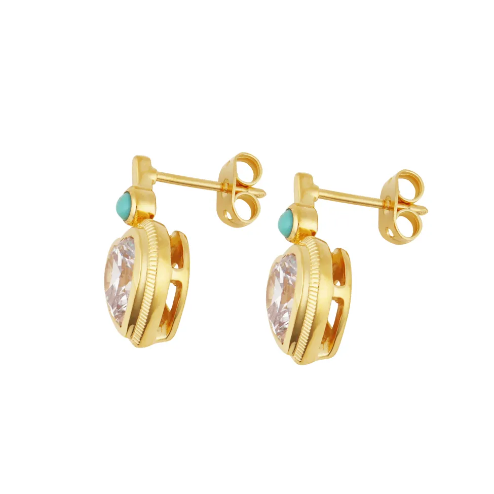 Bezel Heart Earrings with Turquoise sold by HART product image thumbnail 2