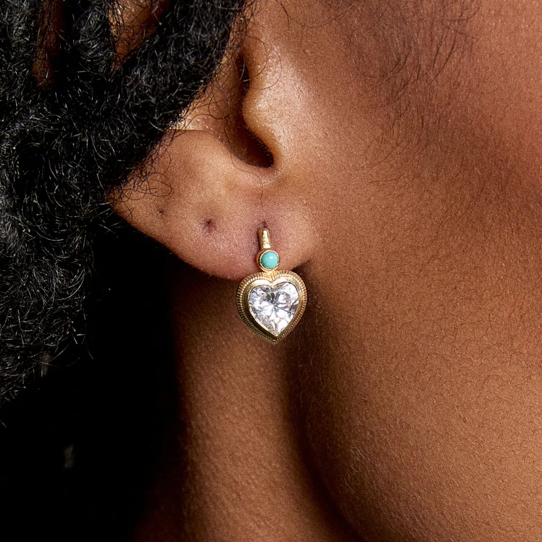 Bezel Heart Earrings with Turquoise sold by HART product image thumbnail 4