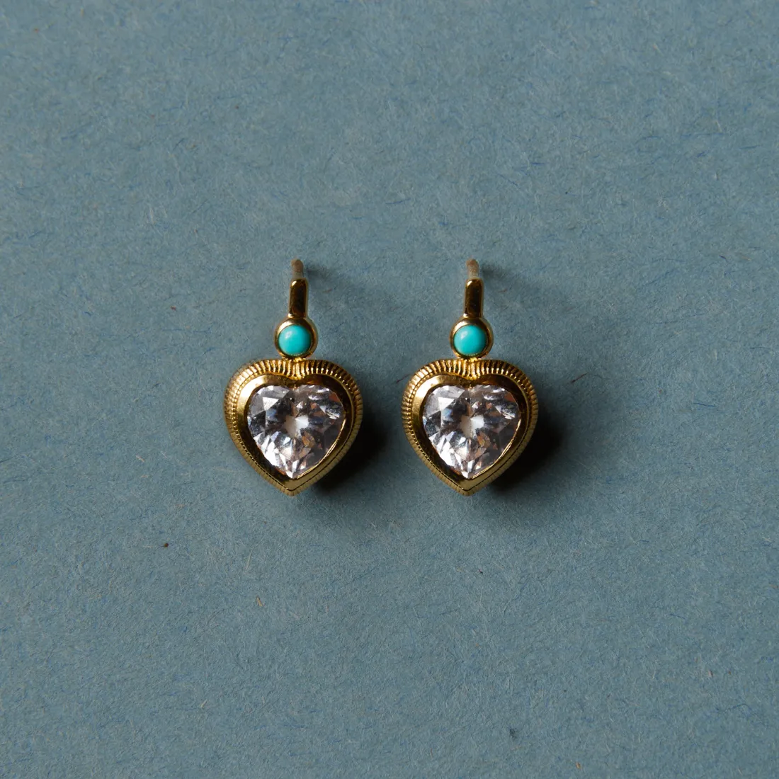 Bezel Heart Earrings with Turquoise sold by HART product image thumbnail 3