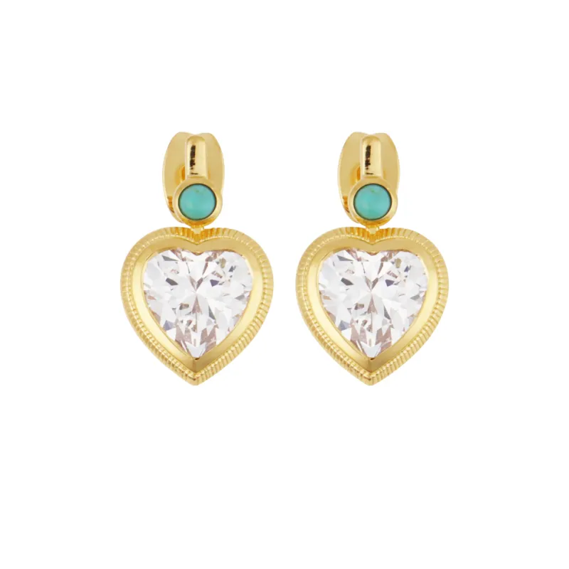 Bezel Heart Earrings with Turquoise sold by HART