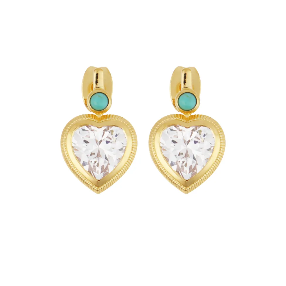 Bezel Heart Earrings with Turquoise sold by HART