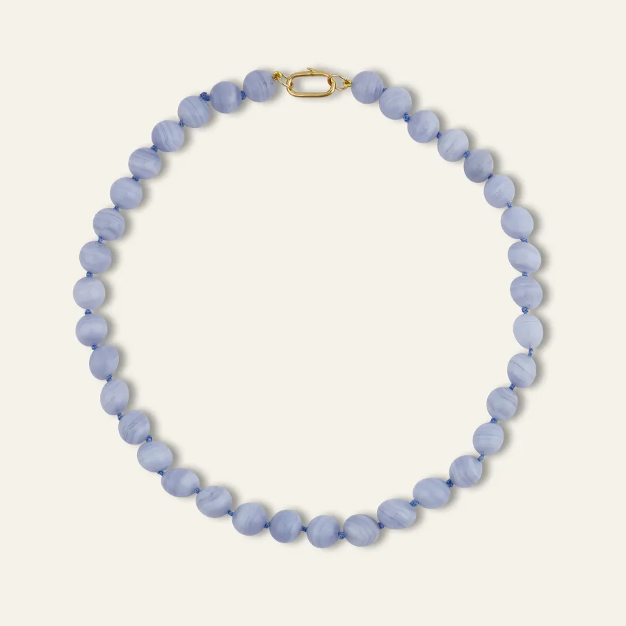 Blue Lace Agate Knotted Gemstone Necklace sold by HART