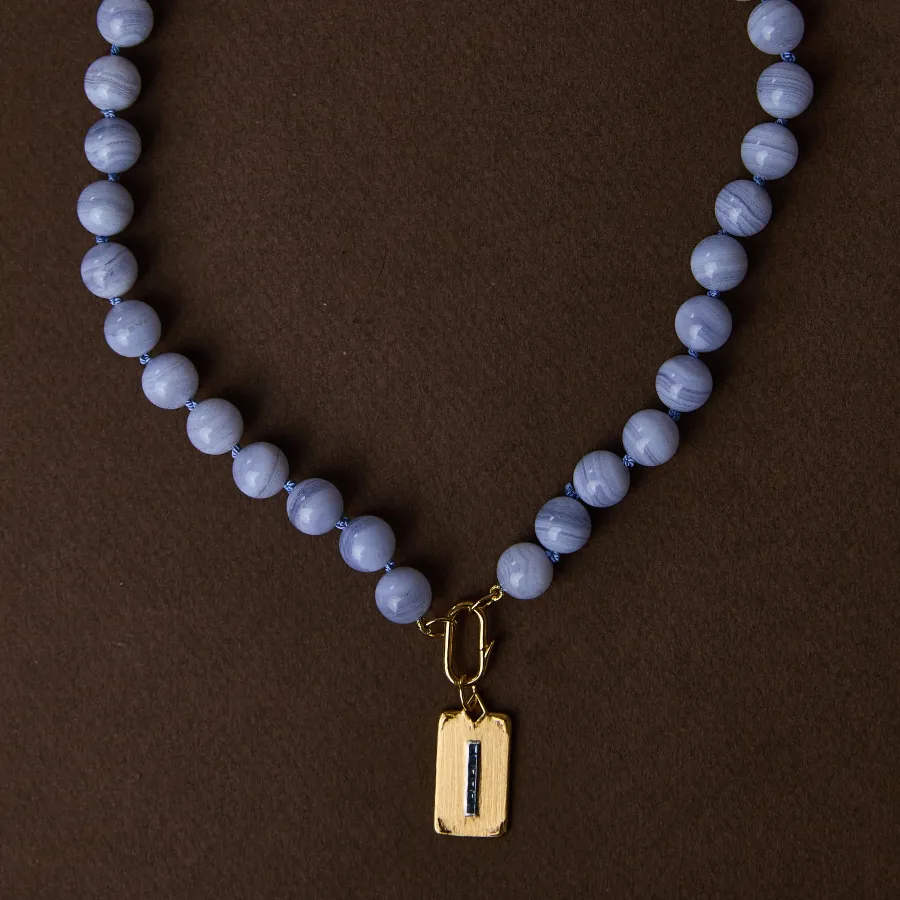 Blue Lace Agate Knotted Gemstone Necklace sold by HART product image thumbnail 4