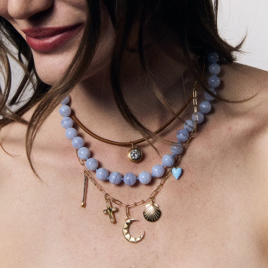 Blue Lace Agate Knotted Gemstone Necklace sold by HART product image thumbnail 5