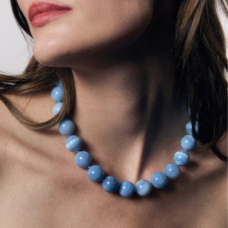 Jumbo Blue Opal Knotted Gemstone Necklace sold by HART product image thumbnail 3