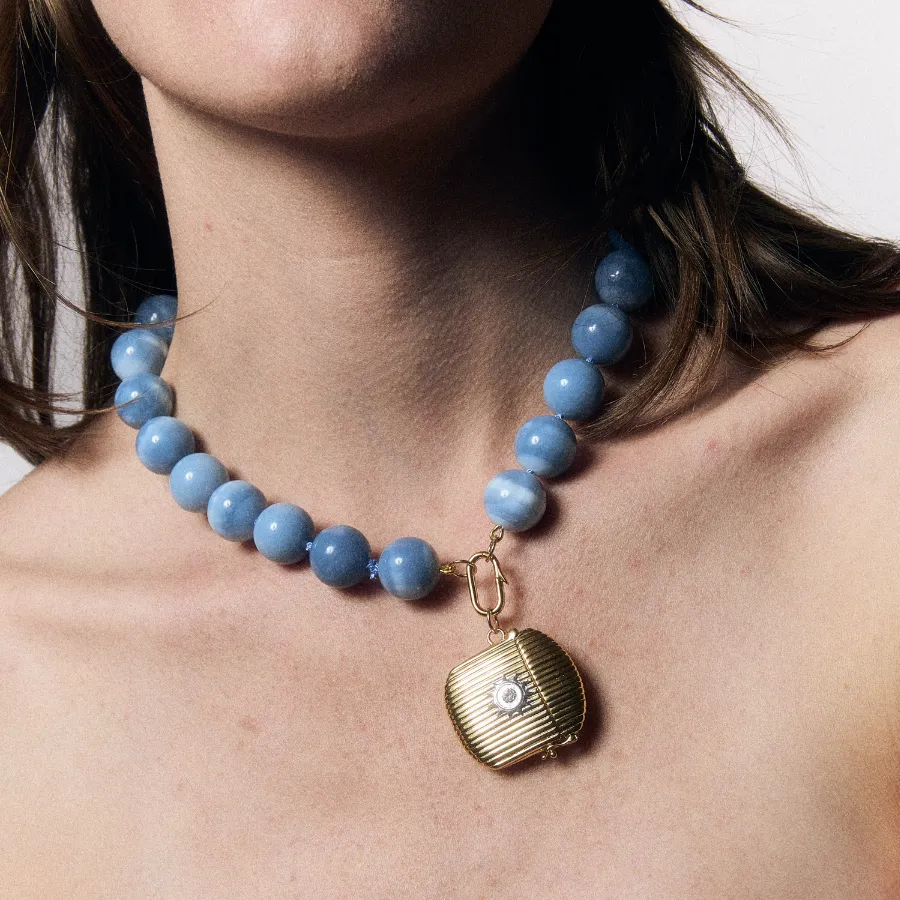 Jumbo Blue Opal Knotted Gemstone Necklace sold by HART product image thumbnail 5