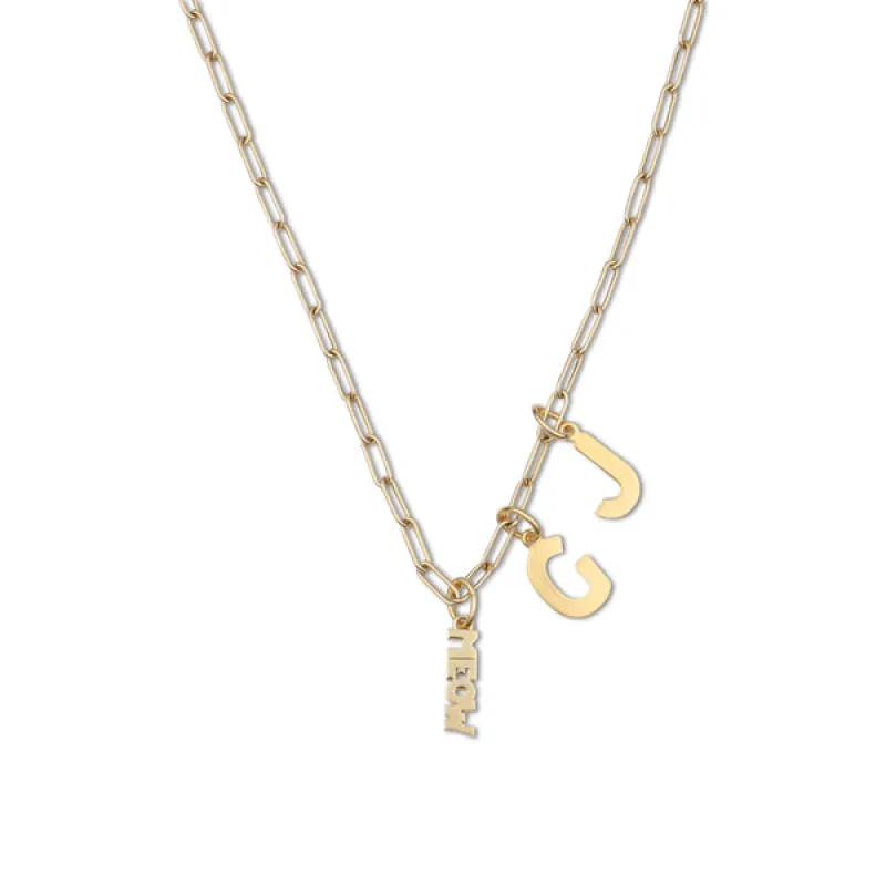 Personalized Meow + Initials Necklace sold by HART