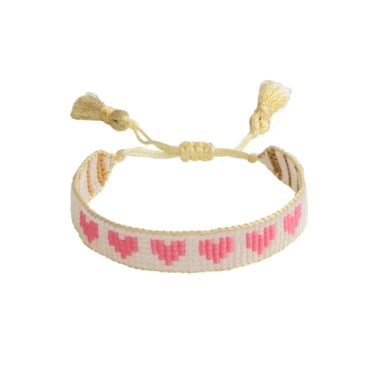 Pink Hearts Beaded Bracelet sold by HART
