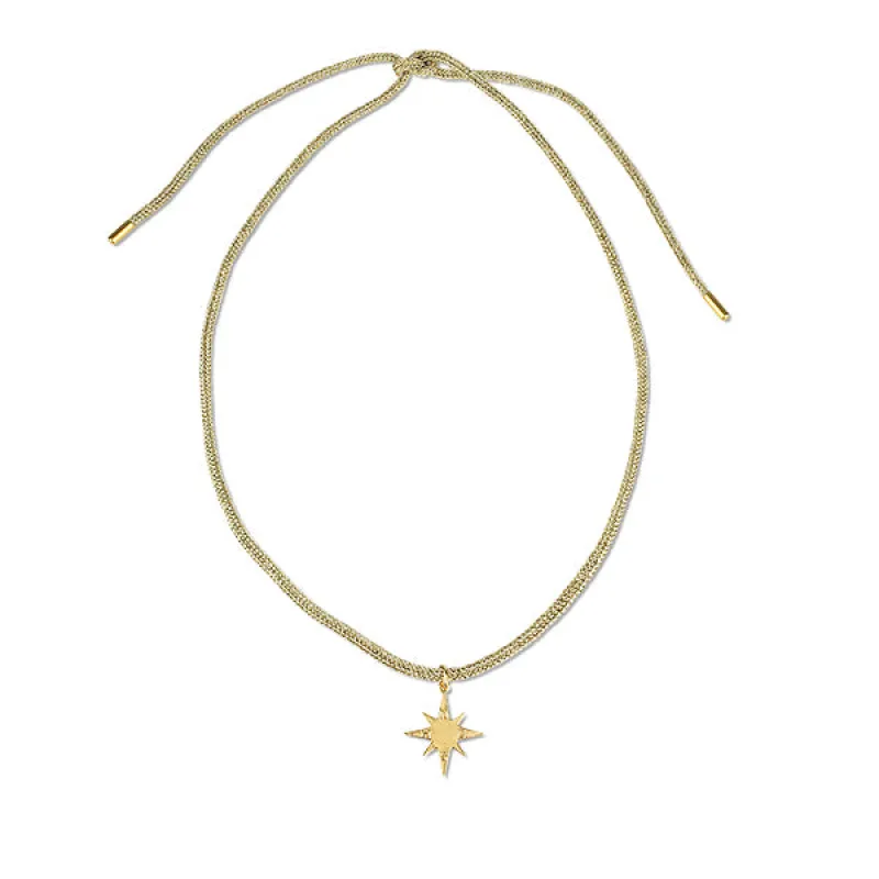 Star Compass Charm with Gold Lurex Necklace Cord sold by HART
