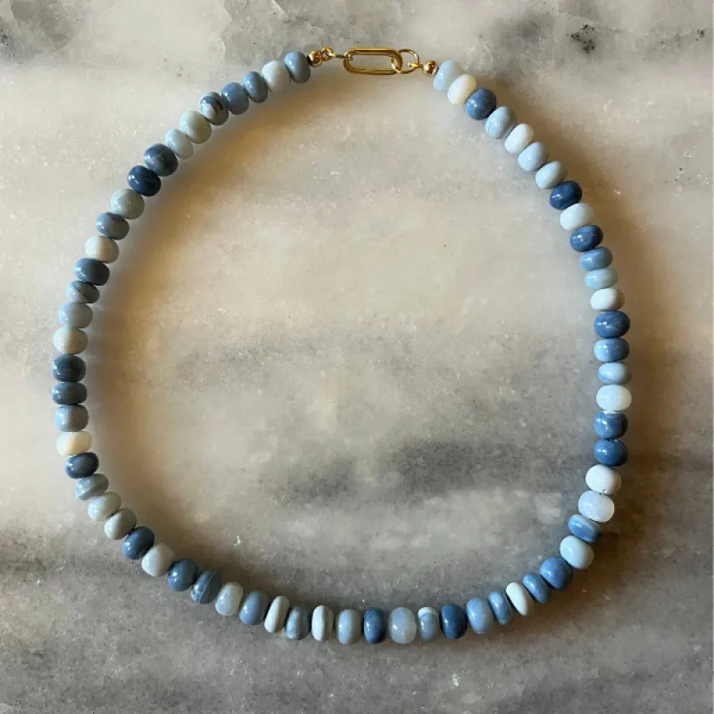 Mixed Shaded Blue Opal Gemstone Necklace sold by HART