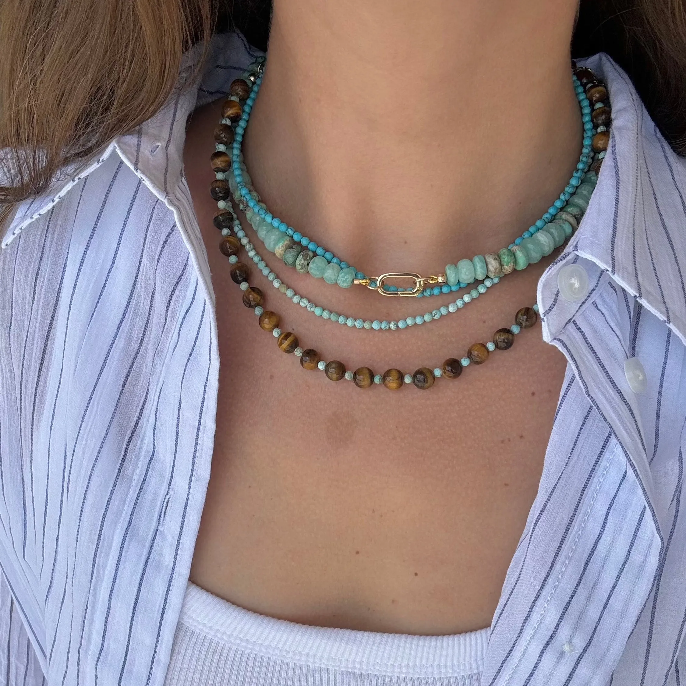 Tiger's Eye & Teeny Turquoise Gemstone Necklace sold by HART product image thumbnail 3