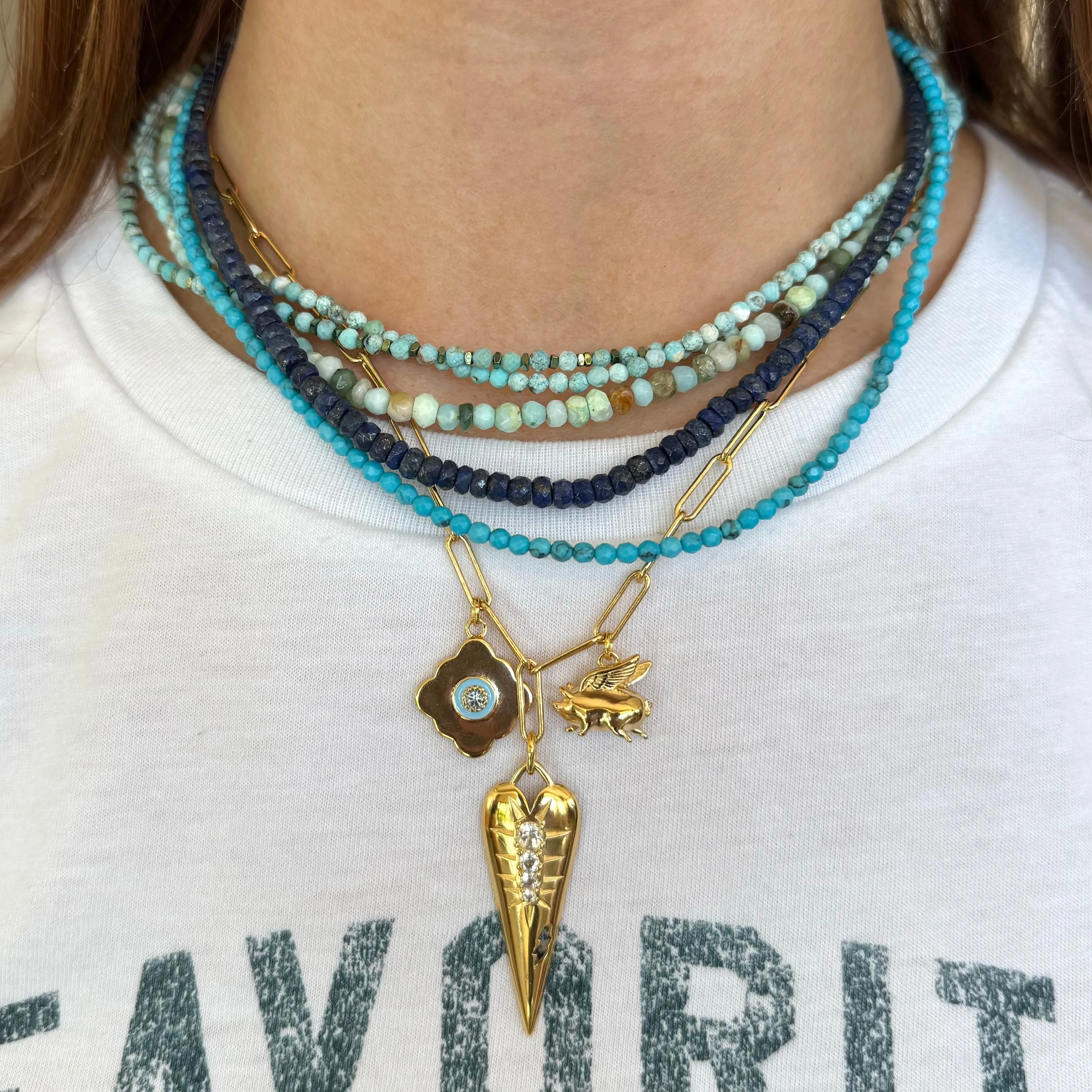 Teeny Turquoise and Hematite Gemstone Necklace sold by HART product image thumbnail 3