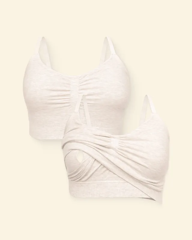 Sublime® Pumping Sleep Bra Two-Pack | Oatmeal Heather made by Kindred Bravely