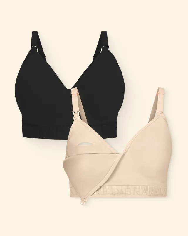 Sublime® Contour Pumping Bra Two-Pack | Beige & Black made by Kindred Bravely
