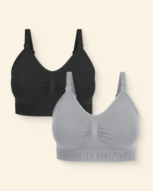 Simply Sublime® Nursing Bra Two-Pack | Black & Grey made by Kindred Bravely
