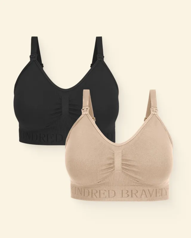 Simply Sublime® Nursing Bra Two-Pack | Beige & Black made by Kindred Bravely