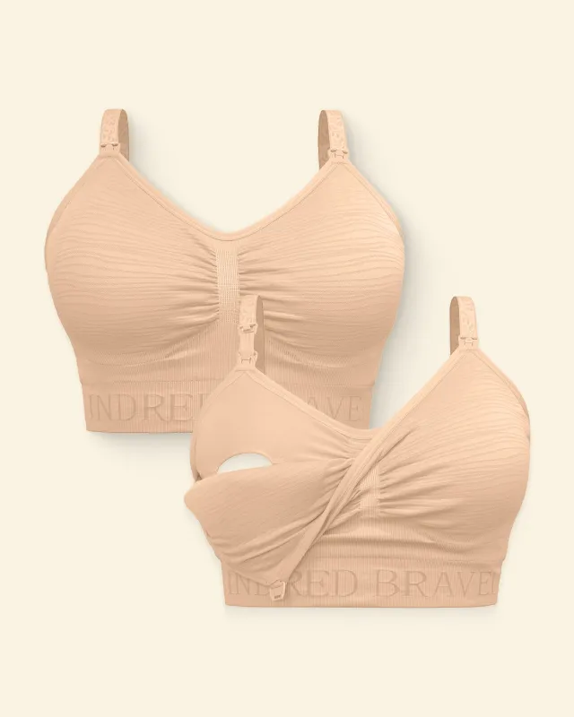 Sublime® Hands-Free Pumping Bra Two-Pack | Beige made by Kindred Bravely