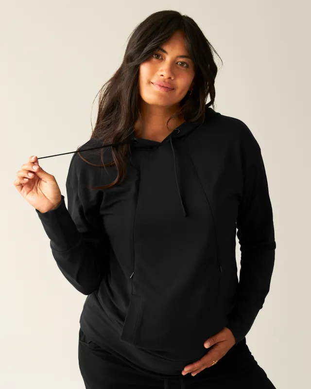 Brushed Bamboo Maternity & Nursing Hoodie | Black made by Kindred Bravely