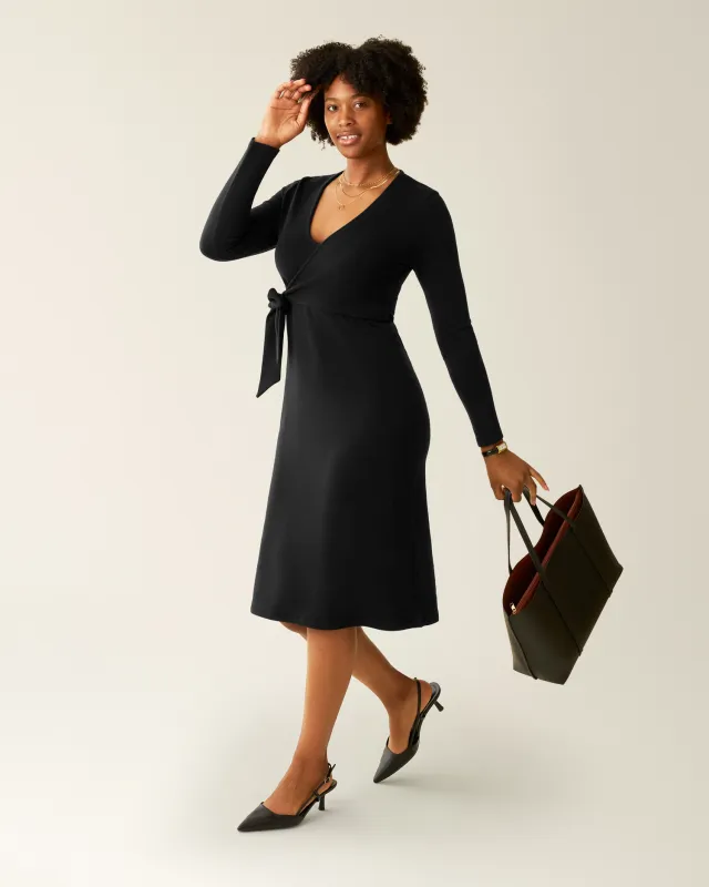 Kate Nursing Wrap Sweater Dress | Black made by Kindred Bravely