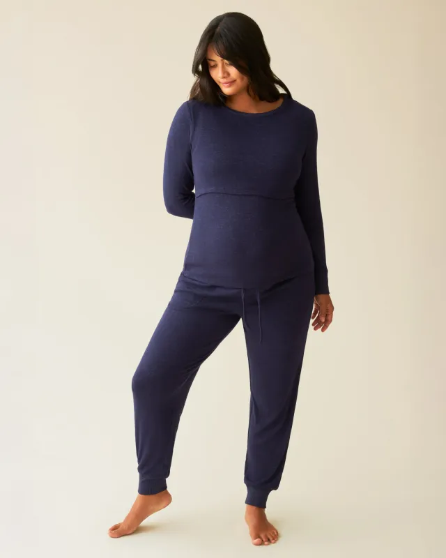 CozyKnit Nursing Pajama & Lounge Set | Navy made by Kindred Bravely