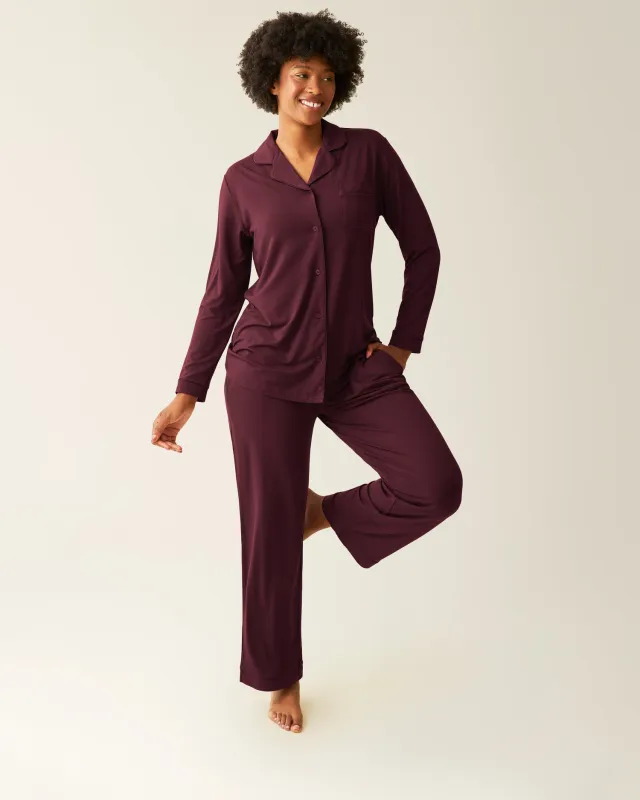 Clea Bamboo Long Sleeve Pajama Set | Deep Burgundy sold by Storq