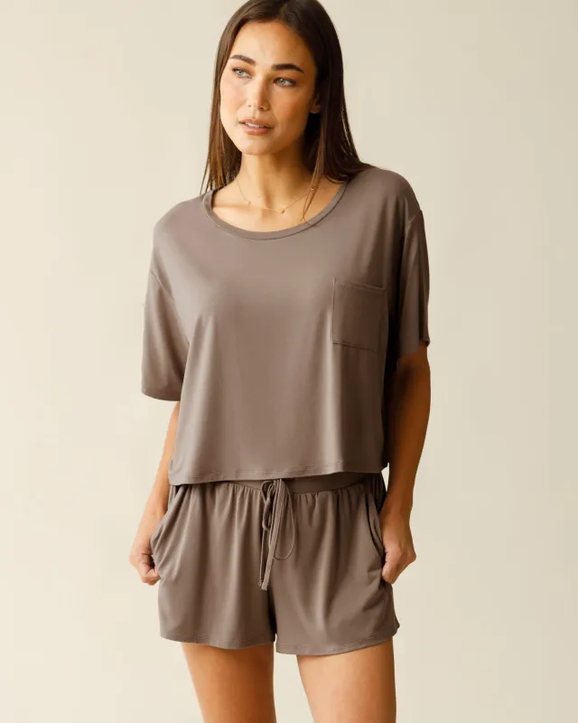 Aria Bamboo Casual Lounge Short | Taupe sold by Storq