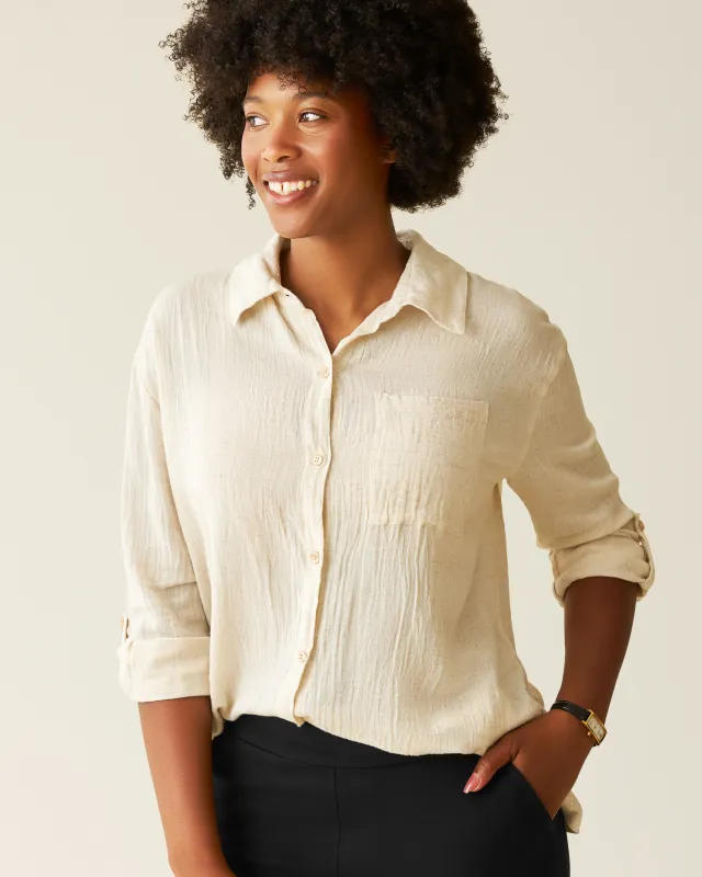 Reese Oversized Linen Button Down Shirt | Natural made by Kindred Bravely