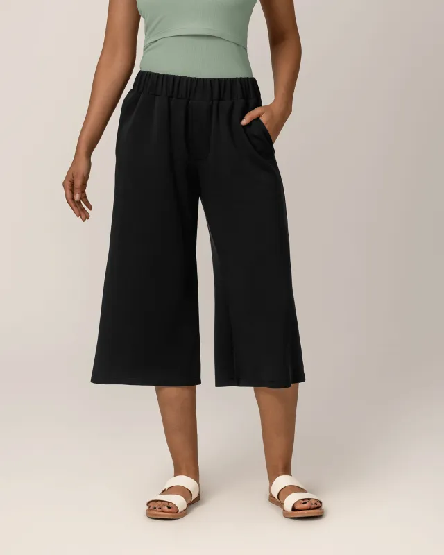 Evie Maternity & Postpartum Pull-On Cropped Pant | Black made by Kindred Bravely