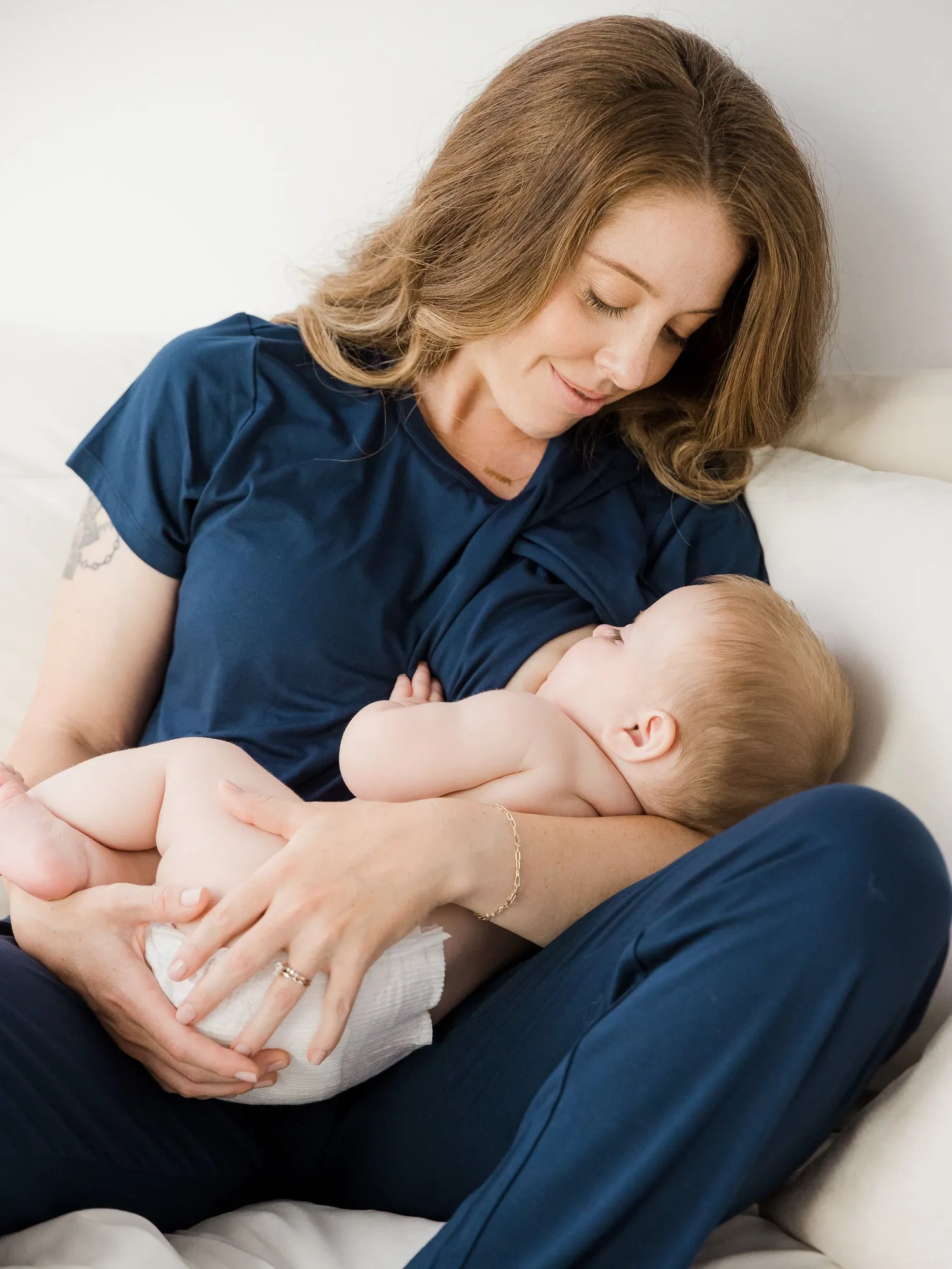 Tulip Hem Short Sleeve Maternity & Nursing Pajama Set | Navy sold by Storq product image thumbnail 2