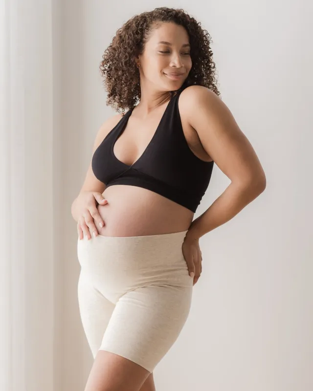 Sublime® Bamboo Maternity & Postpartum Bike Short | Oatmeal Heather made by Kindred Bravely