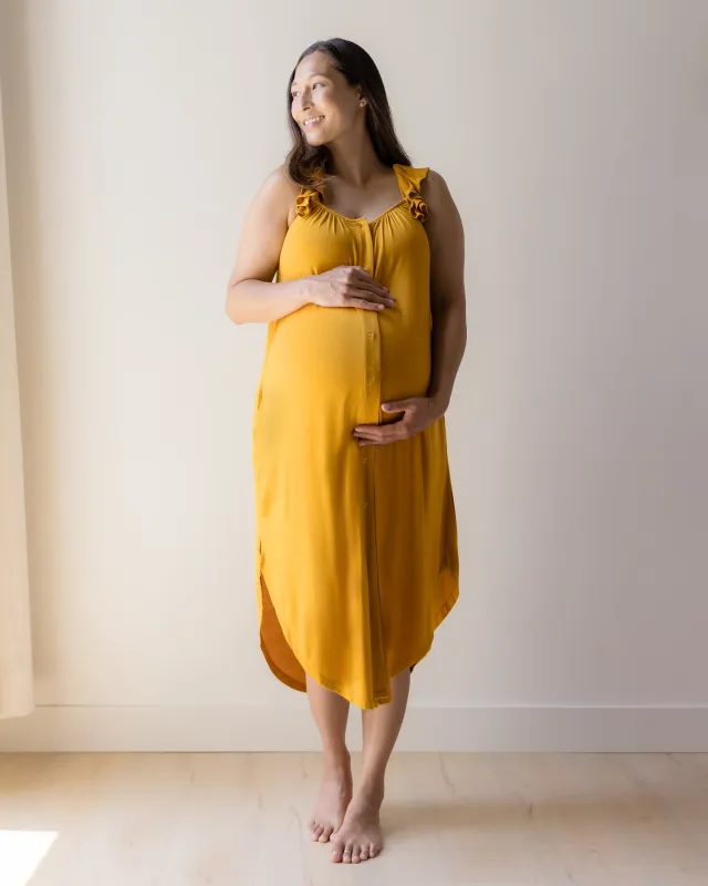Ruffle Strap Labor & Delivery Gown | Honey sold by Storq