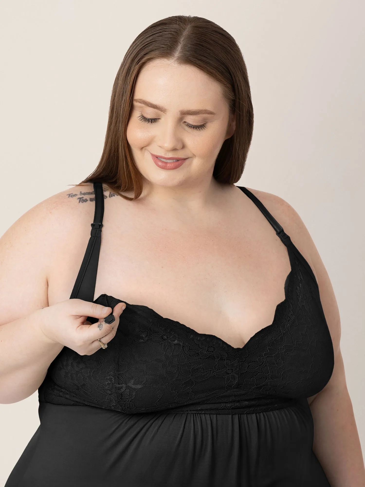 Lucille Maternity & Nursing Nightgown | Black sold by Storq product image thumbnail 3