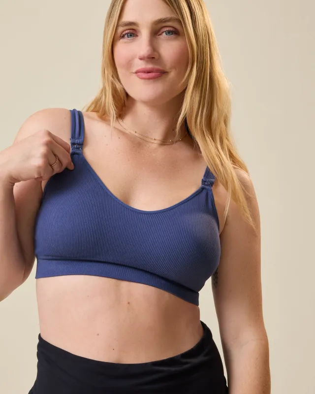 Mia Maternity & Nursing Lounge Bra | Light Navy made by Kindred Bravely