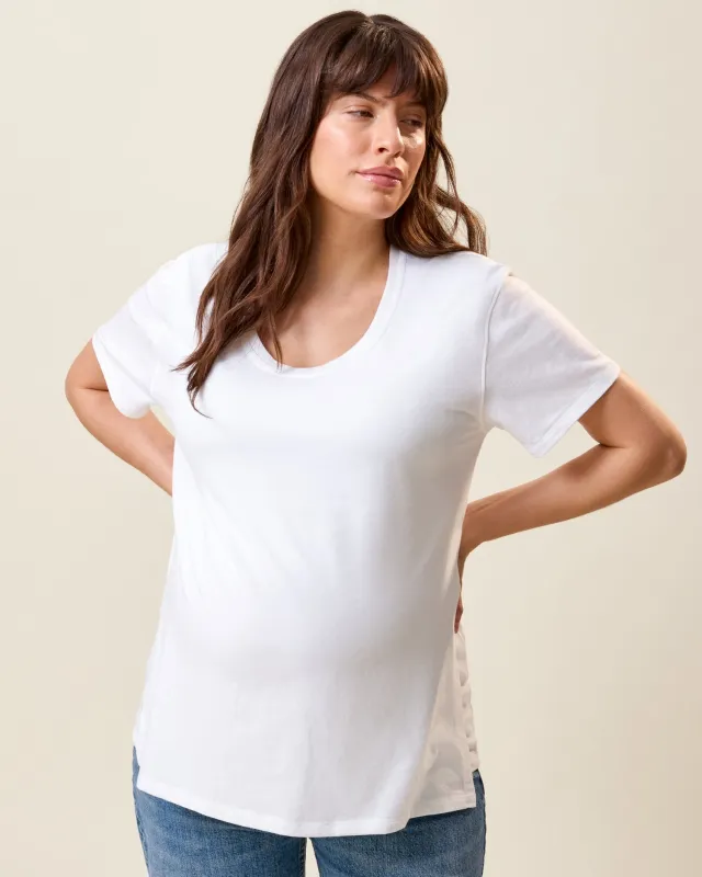 Relaxed Cotton Maternity & Nursing T-shirt | White made by Kindred Bravely