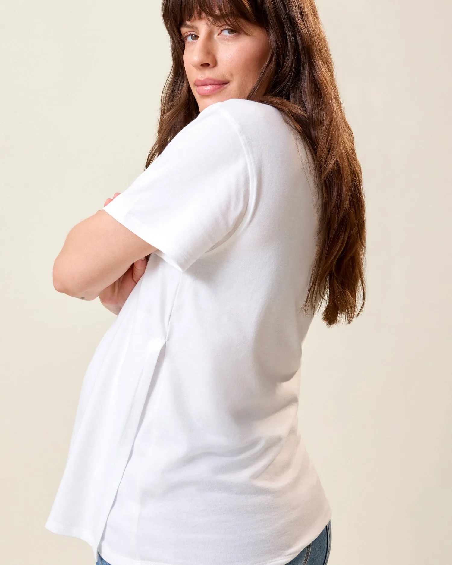 Relaxed Cotton Maternity & Nursing T-shirt | White sold by Storq product image thumbnail 3