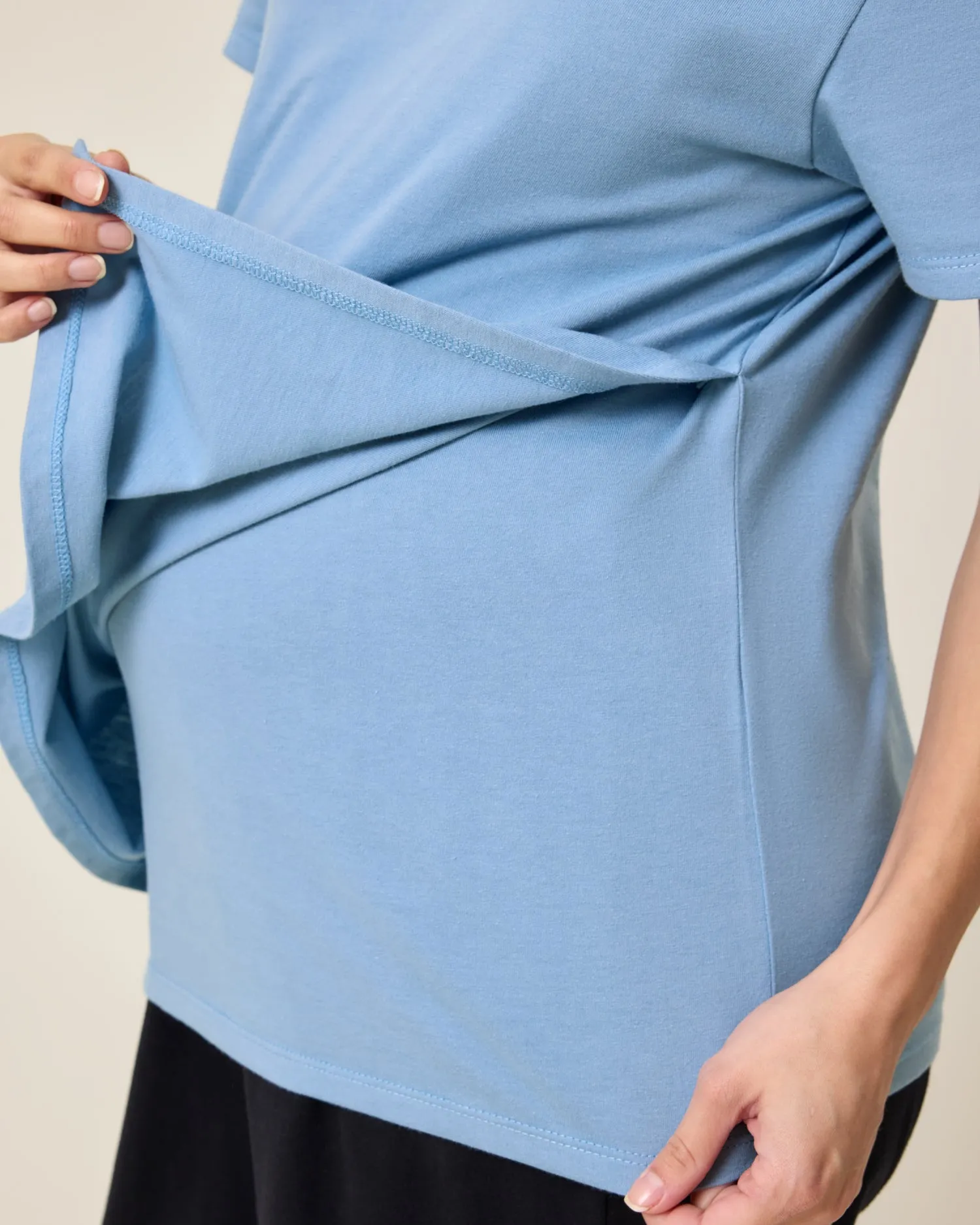 Relaxed Cotton Maternity & Nursing T-shirt | Vintage Blue sold by Storq product image thumbnail 2