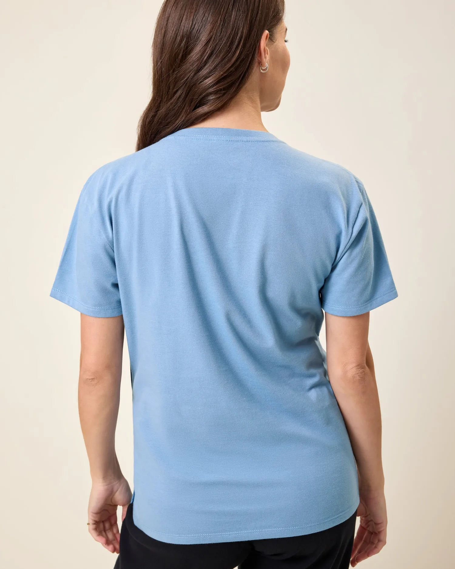 Relaxed Cotton Maternity & Nursing T-shirt | Vintage Blue sold by Storq product image thumbnail 4