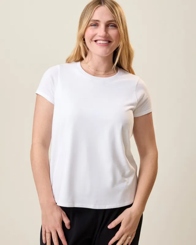 Cotton Crew Neck Nursing T-shirt | White made by Kindred Bravely