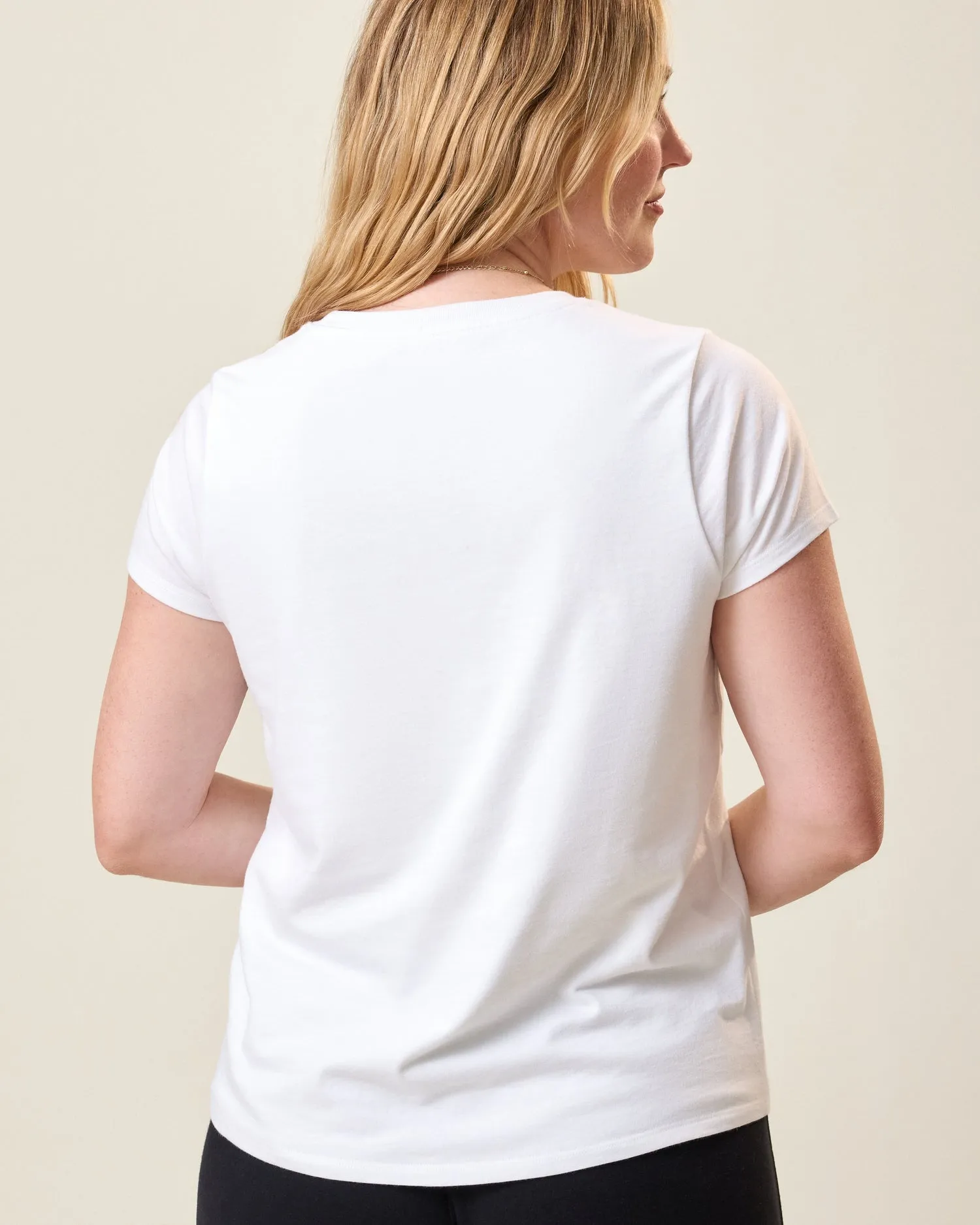 Cotton Crew Neck Nursing T-shirt | White sold by Storq product image thumbnail 5